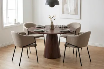 Siena Matgrupp runt 110 cm Valnöt med 4 Filip Matstolar - Valnöt - Möbler - Matplats - Matgrupp & matbord med stolar