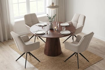 Siena Matgrupp runt 110 cm Valnöt med 4 Torsby Matstolar - Valnöt - Möbler - Matplats - Matgrupp & matbord med stolar