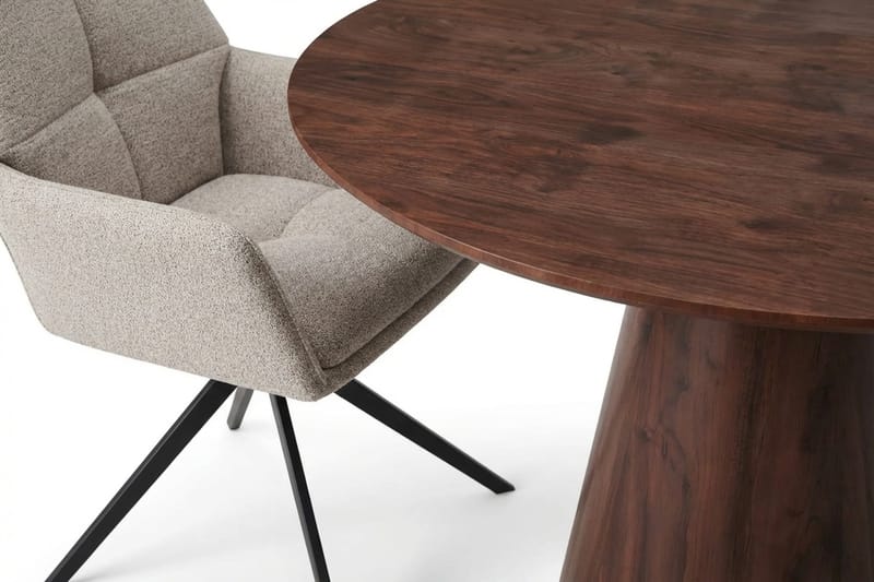 Siena Matgrupp runt 110 cm Valnöt med 4 Torsby Matstolar - Valnöt - Möbler - Matplats - Matgrupp & matbord med stolar