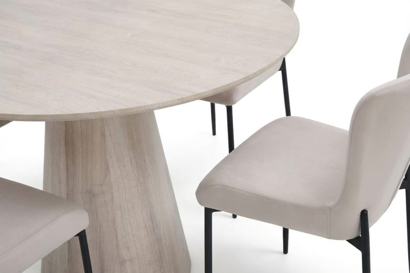 Siena Matgrupp runt 110 cm Vitlaserad med 4 Elsie Matstolar - Vitlaserad/Beige - Möbler - Matplats - Matgrupp & matbord med stolar