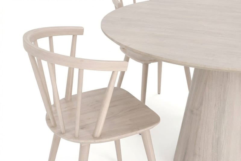 Siena Matgrupp runt 110 cm Vitlaserad med 4 Tyrö Matstolar - Vitlaserad - Möbler - Matplats - Matgrupp & matbord med stolar