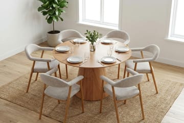 Siena Matgrupp runt 130 cm Ek med 4 Ronja Matstolar - Sand/Ek - Möbler - Matplats - Matgrupp & matbord med stolar
