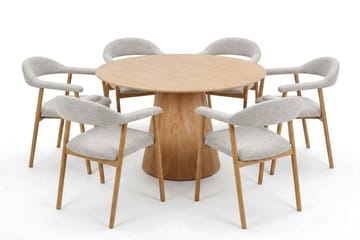 Siena Matgrupp runt 130 cm Ek med 4 Ronja Matstolar - Sand/Ek - Möbler - Matplats - Matgrupp & matbord med stolar