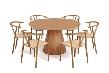 Siena Matgrupp runt 130 cm Ek med 6 Elysia Matstolar - Ek - Möbler - Matplats - Matgrupp & matbord med stolar