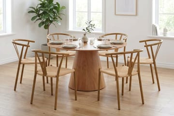 Siena Matgrupp runt 130 cm Ek med 6 Elysia Matstolar - Ek - Möbler - Matplats - Matgrupp & matbord med stolar