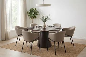 Siena Matgrupp runt 130 cm Rökt Ek med 6 Filip Matstolar - Rökt ek - Möbler - Matplats - Matgrupp & matbord med stolar