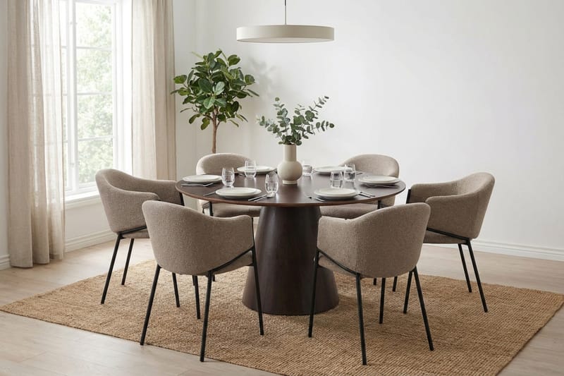 Siena Matgrupp runt 130 cm Rökt Ek med 6 Filip Matstolar - Rökt ek - Möbler - Matplats - Matgrupp & matbord med stolar