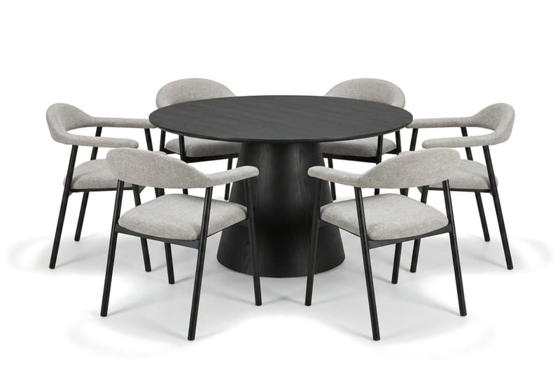 Siena Matgrupp runt 130 cm Svart med 4 Ronja Matstolar - Beige/Svart - Möbler - Matplats - Matgrupp & matbord med stolar