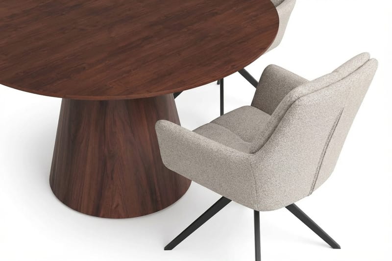 Siena Matgrupp runt 130 cm Valnöt med 6 Torsby Matstolar - Valnöt - Möbler - Matplats - Matgrupp & matbord med stolar
