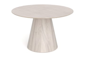 Siena Matgrupp runt 130 cm Vitlaserad med 6 Build Matstolar - Vitlaserad/Natur/krom - Möbler - Matplats - Matgrupp & matbord med stolar