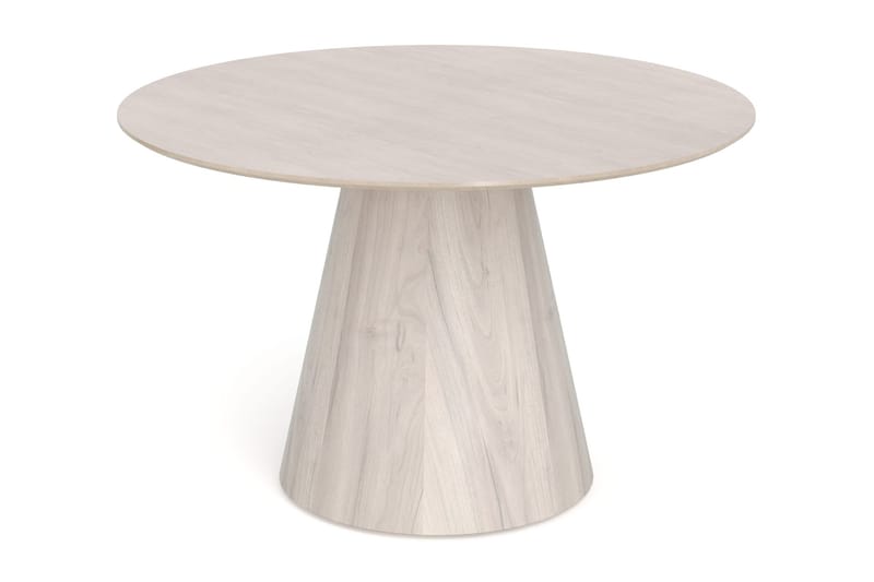 Siena Matgrupp runt 130 cm Vitlaserad med 6 Build Matstolar - Vitlaserad/Natur/krom - Möbler - Matplats - Matgrupp & matbord med stolar