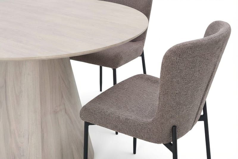 Siena Matgrupp runt 130 cm Vitlaserad med 6 Elsie Matstolar - Vitlaserad/Grå - Möbler - Matplats - Matgrupp & matbord med stolar