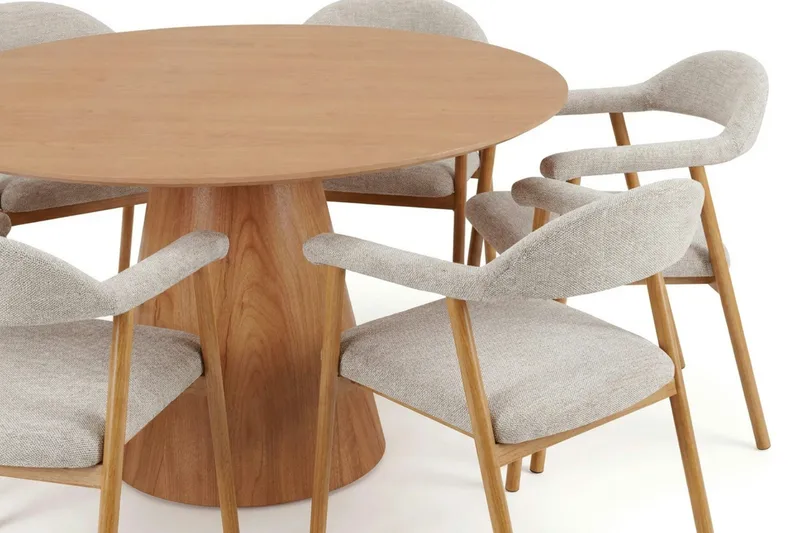 Siena Matgrupp runt 150 cm Ek med 4 Ronja Matstolar - Sand/Ek - Möbler - Matplats - Matgrupp & matbord med stolar