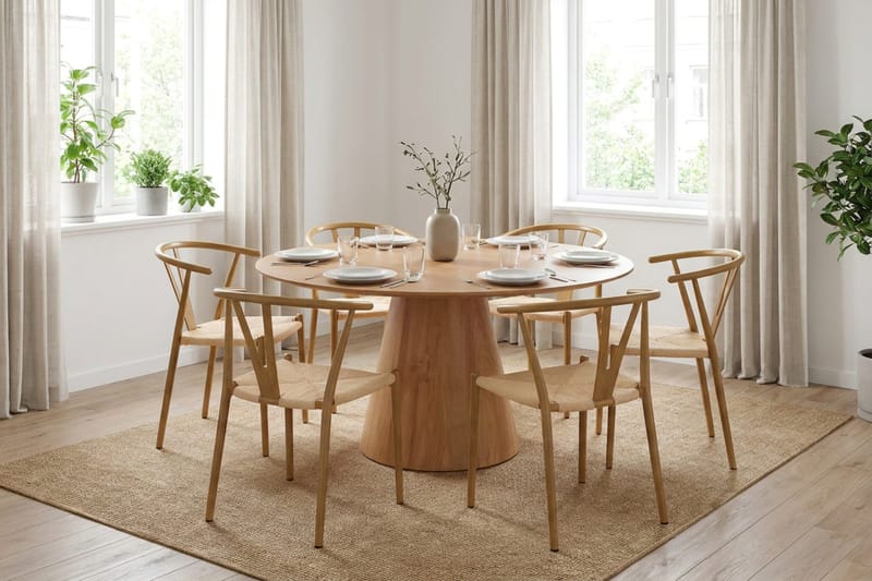 Siena Matgrupp runt 150 cm Ek med 6 Elysia Matstolar - Ek - Möbler - Matplats - Matgrupp & matbord med stolar