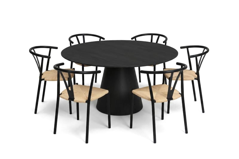 Siena Matgrupp runt 150 cm Svart med 6 Elysia Matstolar - Svart - Möbler - Matplats - Matgrupp & matbord med stolar