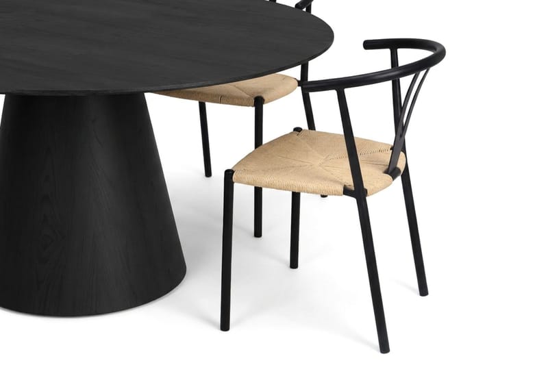 Siena Matgrupp runt 150 cm Svart med 6 Elysia Matstolar - Svart - Möbler - Matplats - Matgrupp & matbord med stolar