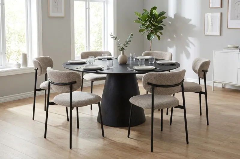 Siena Matgrupp runt 150 cm Svart med 6 Lucy Matstolar - Svart - Möbler - Matplats - Matgrupp & matbord med stolar