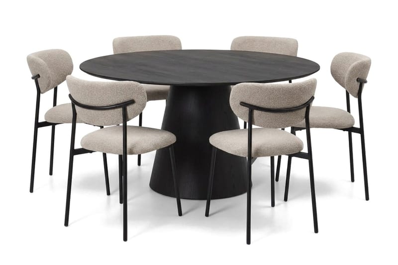 Siena Matgrupp runt 150 cm Svart med 6 Lucy Matstolar - Svart - Möbler - Matplats - Matgrupp & matbord med stolar