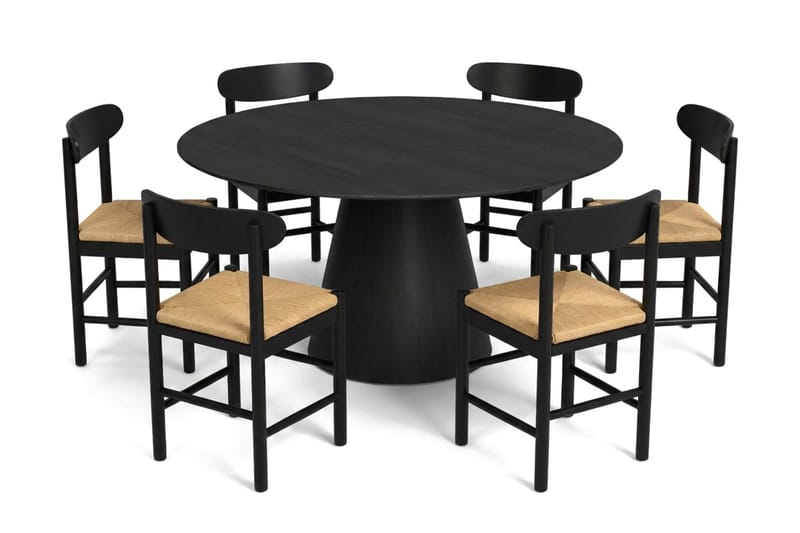 Siena Matgrupp runt 150 cm Svart med 6 Malte Matstolar - Möbler - Matplats - Matgrupp & matbord med stolar