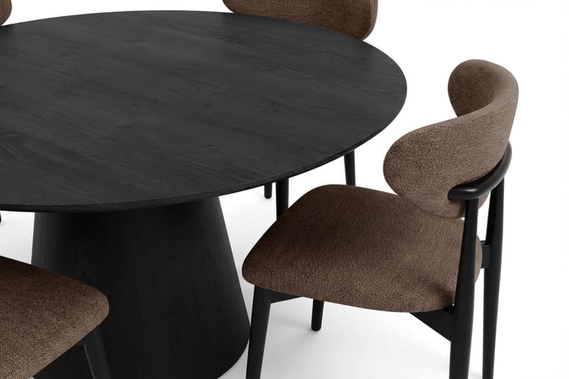 Siena Matgrupp runt 150 cm Svart med 6 Molly Matstolar - Svart - Möbler - Matplats - Matgrupp & matbord med stolar