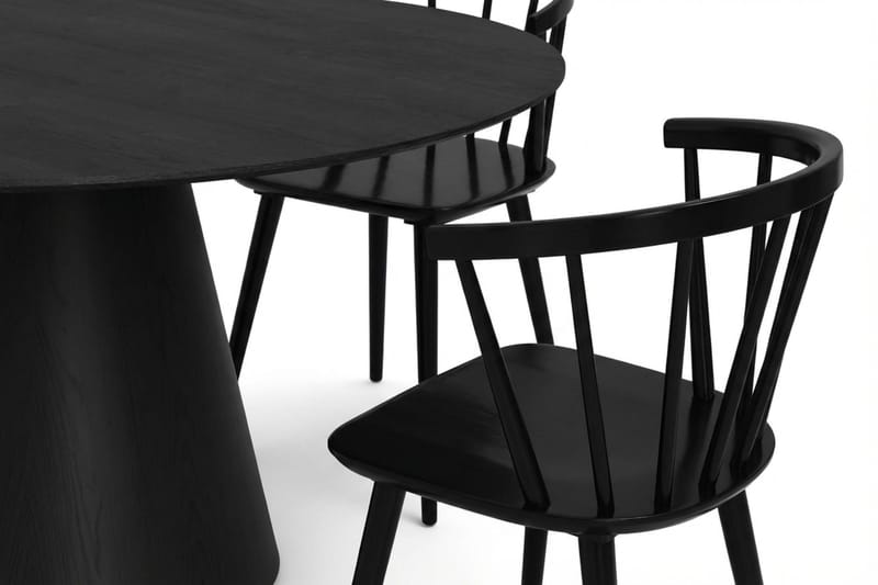 Siena Matgrupp runt 150 cm Svart med 6 Tyrö Matstolar - Svart - Möbler - Matplats - Matgrupp & matbord med stolar