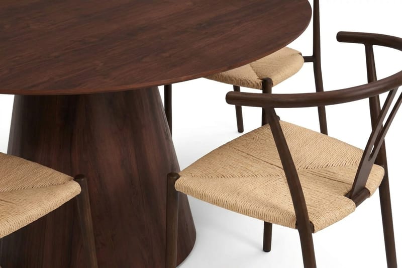 Siena Matgrupp runt 150 cm Valnöt med 6 Elysia Matstolar - Valnöt - Möbler - Matplats - Matgrupp & matbord med stolar