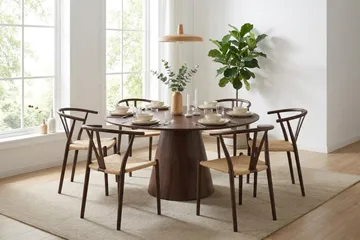 Siena Matgrupp runt 150 cm Valnöt med 6 Elysia Matstolar - Valnöt - Möbler - Matplats - Matgrupp & matbord med stolar