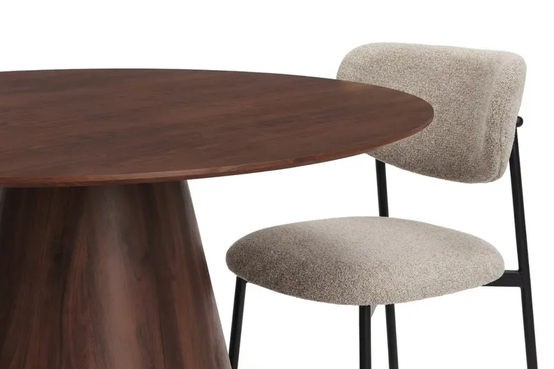 Siena Matgrupp runt 150 cm Valnöt med 6 Lucy Matstolar - Valnöt - Möbler - Matplats - Matgrupp & matbord med stolar