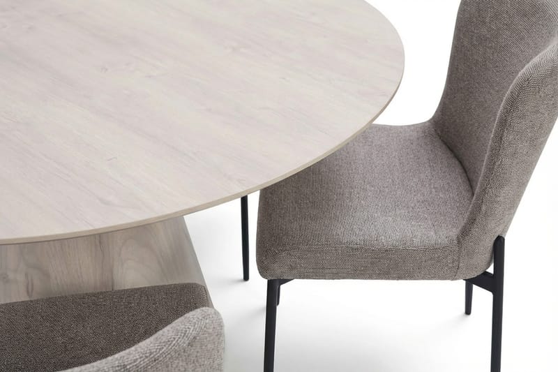 Siena Matgrupp runt 150 cm Vitlaserad med 6 Elsie Matstolar - Vitlaserad/Ljusgrå - Möbler - Matplats - Matgrupp & matbord med stolar