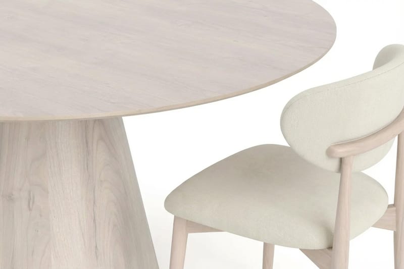 Siena Matgrupp runt 150 cm Vitlaserad med 6 Molly Matstolar - Vitlaserad - Möbler - Matplats - Matgrupp & matbord med stolar