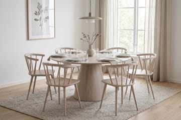 Siena Matgrupp runt 150 cm Vitlaserad med 6 Tyrö Matstolar - Vitlaserad - Möbler - Matplats - Matgrupp & matbord med stolar