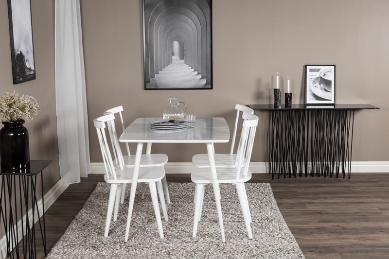 SOBRIDO Matbord 120 cm Vit + 4 COMO Stolar - Möbler - Matplats - Matgrupp & matbord med stolar