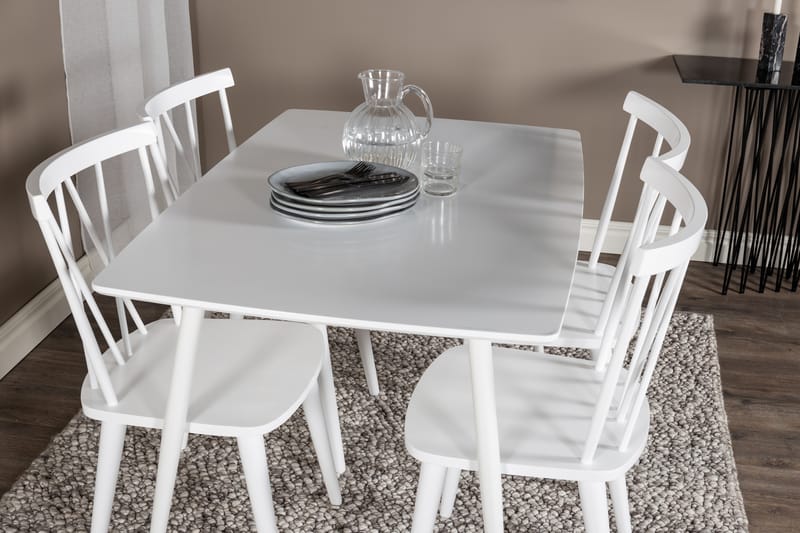 SOBRIDO Matbord 120 cm Vit + 4 COMO Stolar - Möbler - Matplats - Matgrupp & matbord med stolar