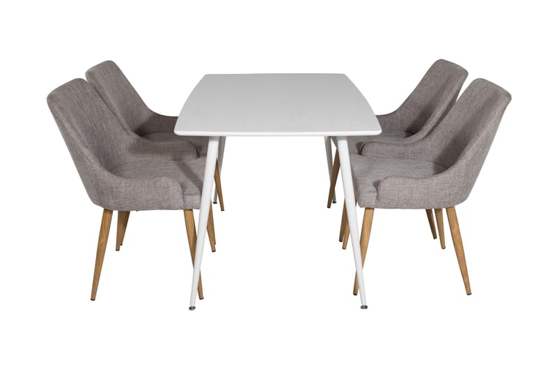SOBRIDO Matbord 120 cm Vit + 4 PEDER Stolar Ljusgrå/Ek - Möbler - Matplats - Matgrupp & matbord med stolar