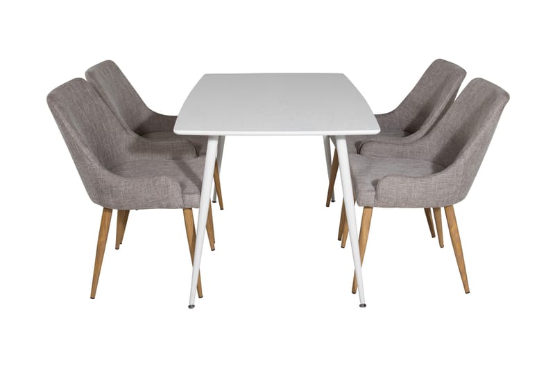 SOBRIDO Matbord 120 cm Vit + 4 PEDER Stolar Ljusgrå/Ek - Matgrupp & matbord med stolar