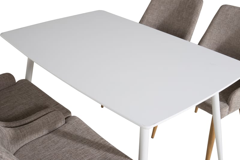 SOBRIDO Matbord 120 cm Vit + 4 PEDER Stolar Ljusgrå/Ek - Möbler - Matplats - Matgrupp & matbord med stolar