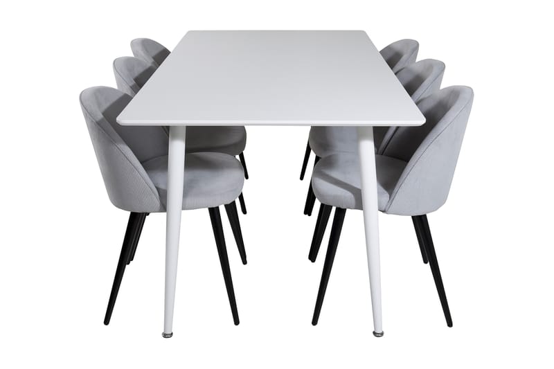 SOBRIDO Matbord 180 cm Vit + 6 ALTEA Stolar Grå - Matgrupp & matbord med stolar