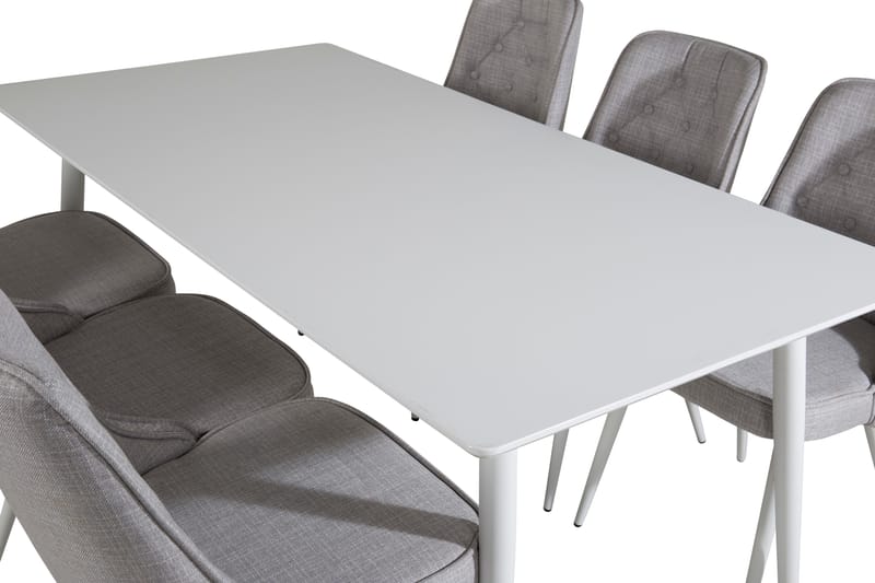 SOBRIDO Matbord 180 cm Vit + 6 CARRERA Stolar Grå - Matgrupp & matbord med stolar