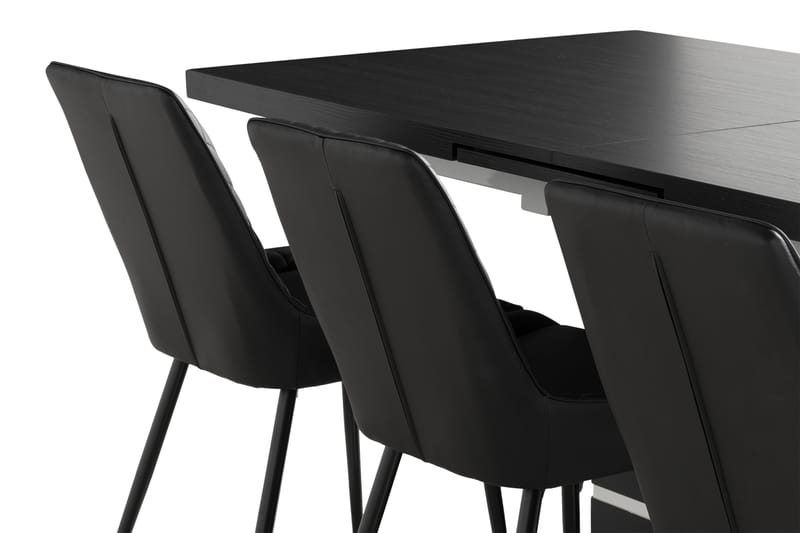 SUNNE Förlängningsbart Bord 180 cm Svart + 6 HUGGNING Stolar - Möbler - Matplats - Matgrupp & matbord med stolar