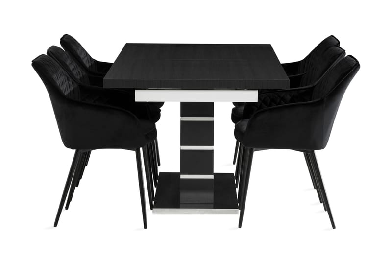 SUNNE Förlängningsbart Bord 180 cm Svart + 6 TOFTINGE Stolar - Matgrupp & matbord med stolar
