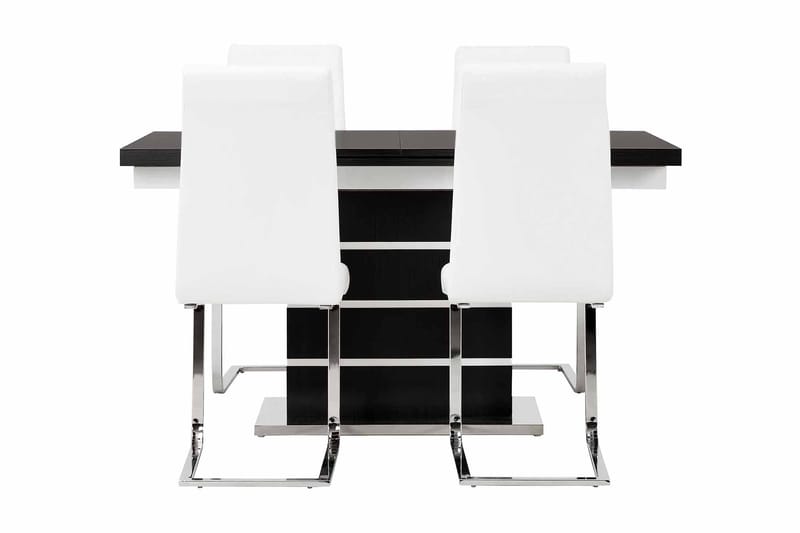 SUNNE Matbord 140 Svart/Vit + 4 EMÅN Stol Vit - Matgrupp & matbord med stolar