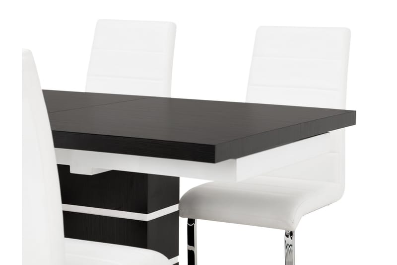 SUNNE Matbord 140 Svart/Vit + 4 EMÅN Stol Vit - Matgrupp & matbord med stolar