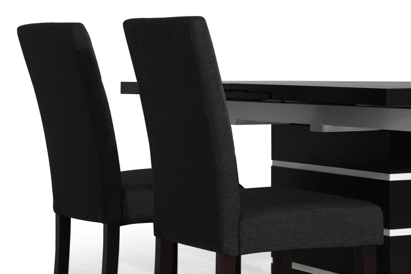 SUNNE Matbord Svart/Vit + 4 st STILO Stol Svart PU - Matgrupp & matbord med stolar