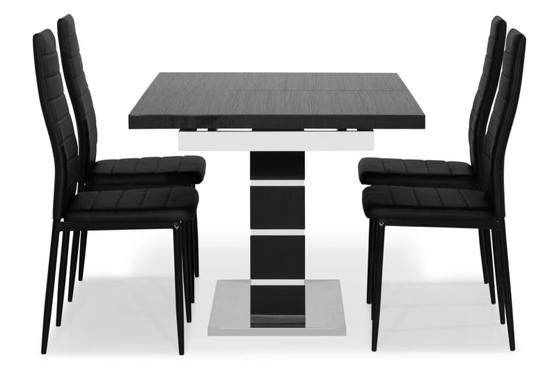SUNNE Matbord Svart/Vit + 4 st TEKLA Stol Svart - Matgrupp & matbord med stolar
