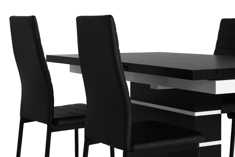 SUNNE Matbord Svart/Vit + 4 st TEKLA Stol Svart - Matgrupp & matbord med stolar
