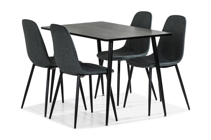 SWEETPO Bord 120 Brun + 4 NIKOLAS Stol Grå/Svart - Matgrupp & matbord med stolar