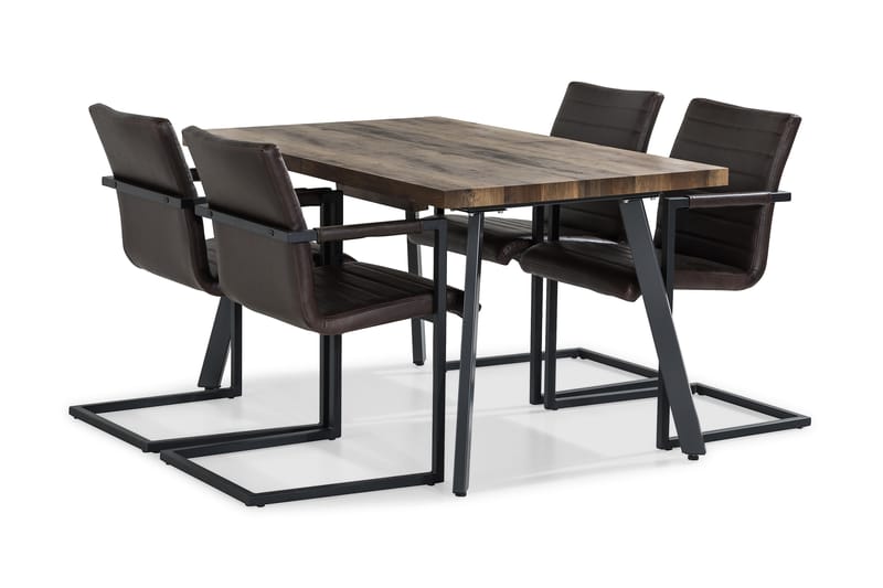 SWEETPO Förlängningsbart Bord 140 Brun+4 HENRY Stol Mörkbrun - Matgrupp & matbord med stolar