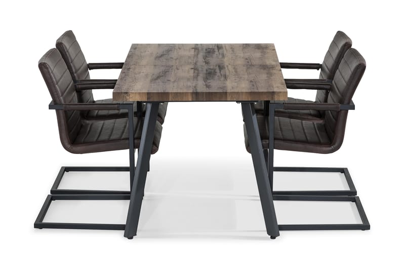 SWEETPO Förlängningsbart Bord 140 Brun+4 HENRY Stol Mörkbrun - Matgrupp & matbord med stolar