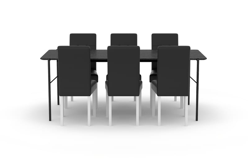 TAVANO Matbord 200 cm Svart med 6st STILO Matstol Konstläder - Möbler - Matplats - Matgrupp & matbord med stolar