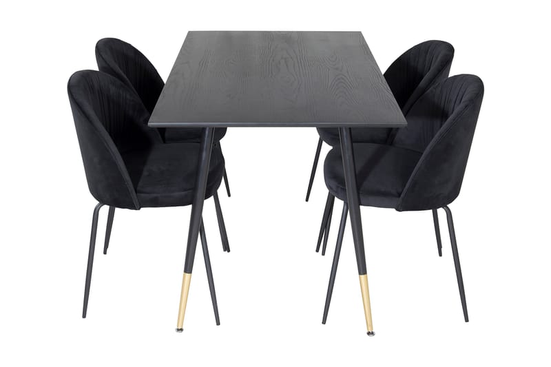 TIEBAS Matbord 120 cm Svart + 4 CANDENOSA Stolar - Möbler - Matplats - Matgrupp & matbord med stolar
